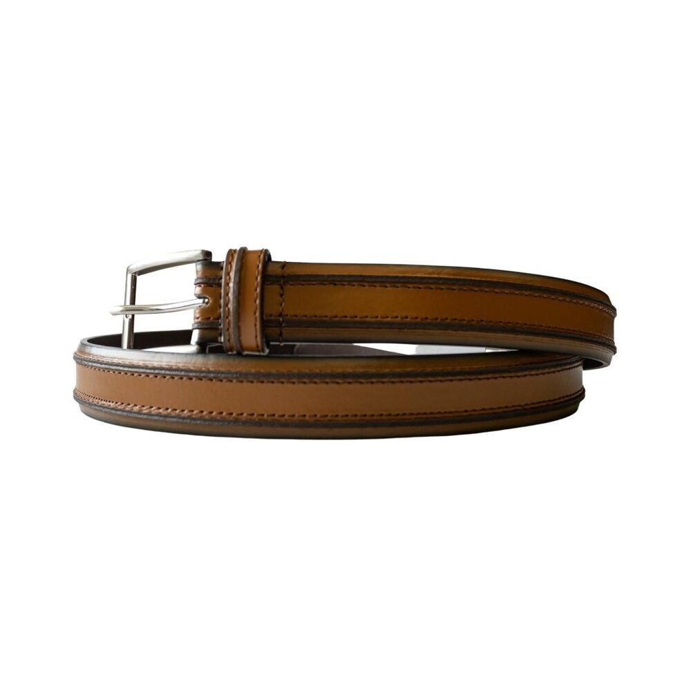 Florsheim Double Brown Black Ribbed Genuine Leather Belt Men's Size 38